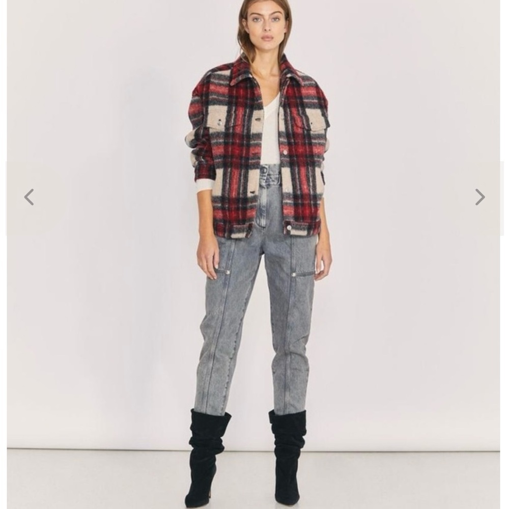 IRO Red and Black Checkered Jacket